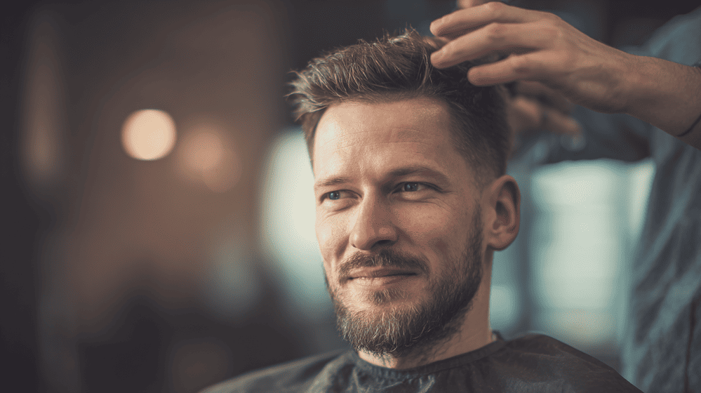 man krijgt frisse coupe bij de kapper